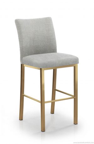 Trica's Biscaro Gold Bar Stool with Gray Seat and Back Cushion