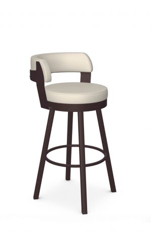 Amisco's Russell Industrial Swivel Counter Stool with Curved Back and Seat Cushion