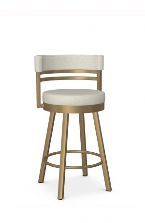 Amisco's Ronny Swivel Counter Stool in Gold and Marshmallow Upholstery