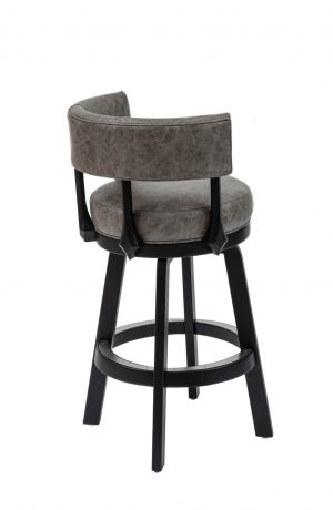 Darafeev's Ace Wooden Modern Swivel Bar Stool with Low Back in Gray and Black - View of Upholstered Back