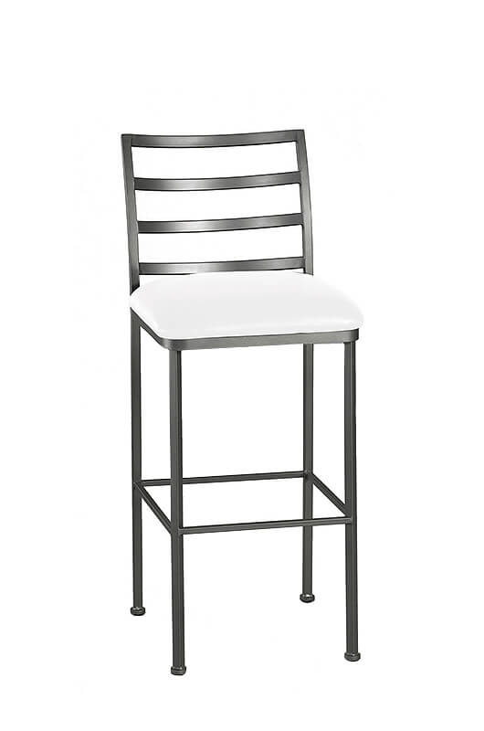 Wesley Allen's Benton Stationary Square Bar Stool with Ladder Back and Seat Cushion
