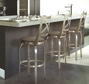 Stainless steel kitchen with brushed steel bar stools