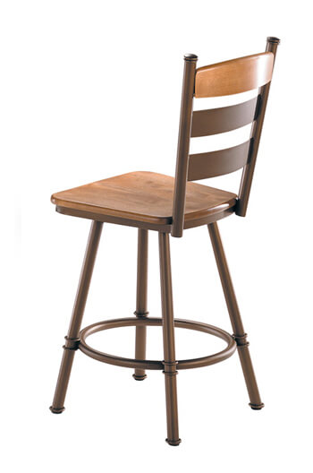Louis Swivel Stool with Wood Seat and Backrest