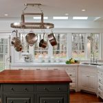 Mount a Hanging Pot Rack in Traditional White and Brown Kitchen