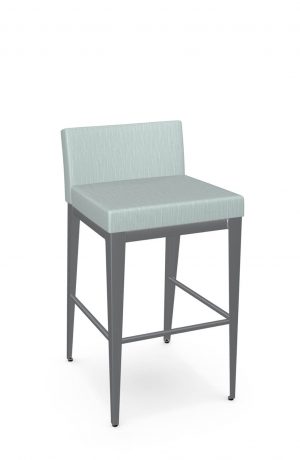 Amisco's Ethan Plus Modern Silver Square Bar Stool with Green Seat and Back