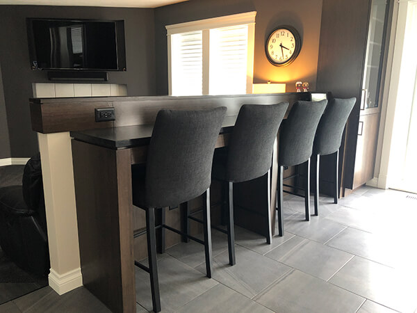 Trica's Biscaro Modern Upholstered Counter Stools in Modern Home Bar