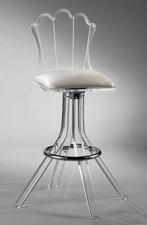 Muniz' Scallop Acrylic Modern Swivel Bar Stool with Back and Seat Cushion