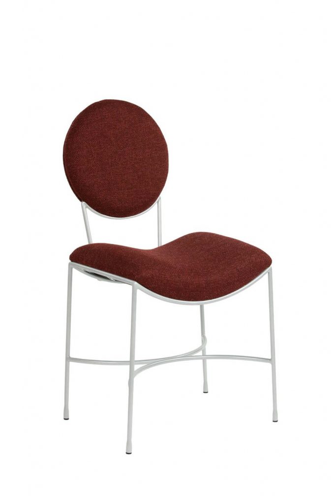 Wesley Allen's Jamestown Modern Dining Chair with Round Back and Sloped Seat - In Red Fabric