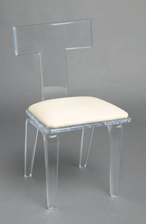 Muniz Sofia Clear Acrylic Dining Chair with T-Shaped Back and Square Seat Cushion