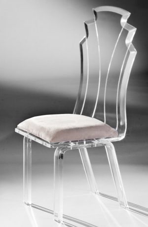 Muniz Tiffany Acrylic Modern Dining Chair with White Seat Cushion