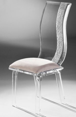 Muniz Wave Clear Acrylic Modern & Elegant Dining Chair with Tall Back and Seat Cushion