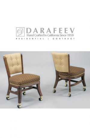 Darafeev's 960 Armless Traditional Dining Chair with Wheels, Nailhead Trim, and Button Tufting