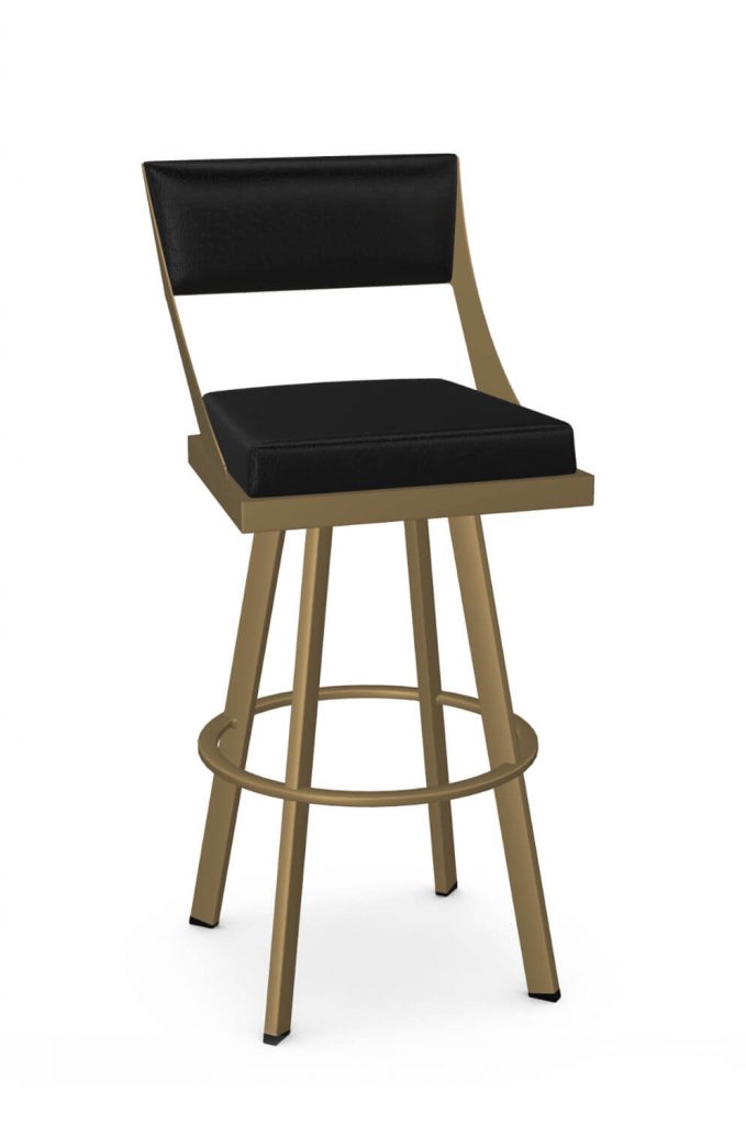 Amisco's Fame Modern Gold and Black Swivel Bar Stool with Back