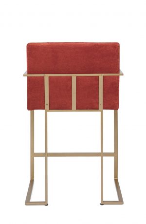 Wesley Allen's Marzan Modern Gold and Red Barstool Sled Base with Arms - Back View