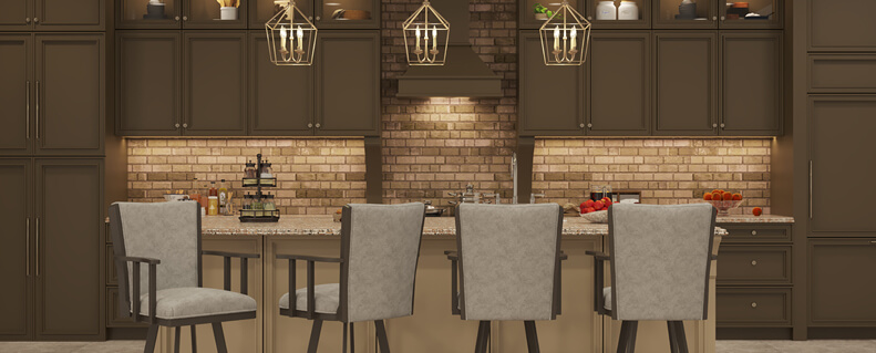 Featuring the Humphrey bar stools by Wesley Allen