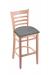 Holland's Hampton #3140 Barstool with Back in Natural Wood and Gray Seat Cushion