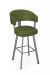 Amisco's Grissom Silver Modern Bar Stool with Green Curved Back Fabric