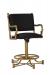 Wesley Allen's Portland Gold Tilt Swivel Bar Stool with Arms and Black Cushion