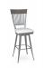 Amisco's Annabelle Silver Bar Stool with Wood Accent Back, White Seat Cushion, and Silver Frame