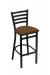 Holland's Jackie #400 Stationary Barstool with Back in Black Metal Finish and Brown Seat Cushion