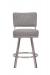 Wesley Allen's Modern Swivel Bar Stool in Brushed Stainless Steel and Gray Fabric - Front View