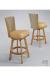 Darafeev's 615 Oak Upholstered Wood Swivel Bar Stool with Back in Natural Finish