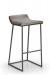 Trica's Zoey Stationary Modern Bar Stool with Low Back in Taupe Metal and Shimmer Magnetite Vinyl