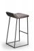 Trica's Zoey Stationary Modern Bar Stool with Low Back in Taupe Metal and Shimmer Magnetite Vinyl - Back View