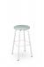Amisco's Button White Backless Swivel Bar Stool with Green Seat Cushion