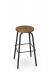 Amisco's Button Backless Swivel Bar Stool in Black Metal and Wood Round Seat