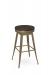Amisco's Grace Backless Swivel Bar Stool in Gold Metal and Dark Wood Seat Finish