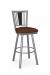 Amisco's Madison Silver Metal Swivel Bar Stool with Wood Back Piece and Red Seat Cushion