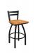 Holland's Jackie Swivel Stool with Low Back in Black Wrinkle and Medium Maple Wood Seat