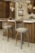 Amisco's Whisky Metal and Wood Swivel Bar Stools with Low Back in Traditional Wood Kitchen