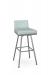 Amisco's Linea Modern Silver Bar Stool in Green Seat and Back Cushion in Low Back