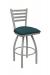 Holland's Jackie #410 Swivel Bar Stool with Back in Anodized Nickel Metal Finish and Teal Seat Cushion
