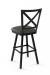 Amisco's Ken Swivel Metal Bar Stool with Cross Back Design and Square Seat Cushion - Back View