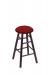 Holland's Round Cushion Backless Swivel Barstool with Smooth Legs in Dark Cherry Wood and Red Seat Cushion