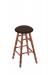 Holland's Round Cushion Backless Swivel Barstool with Turned Legs in Maple Medium Wood Finish and Brown Seat Cushion