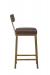 Wesley Allen's Macias Modern Square Bar Stool with Back in Brass Bisque - Side View