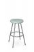 Amisco's Hans Backless Silver Metal Bar Stool with Green Round Seat