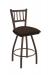 Holland's Contessa Big and Tall Swivel Bar Stool with Vertical Slats on Back in Bronze Metal Finish and Rein Coffee vinyl seat cushion